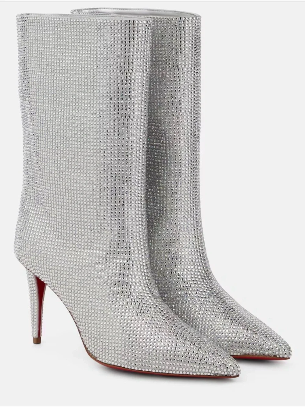 Christian Louboutin Astrilarge Silver Strass Ankle Boot Size 38.5 New